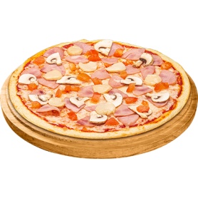 Пицца С ветчиной и гребешком