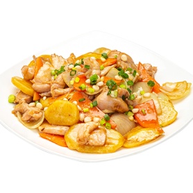 Курица с картофелем и кедровым орехом